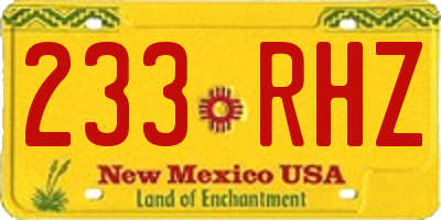 NM license plate 233RHZ