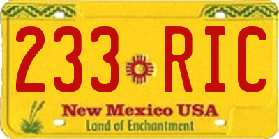 NM license plate 233RIC