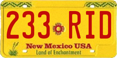 NM license plate 233RID