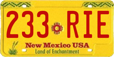 NM license plate 233RIE