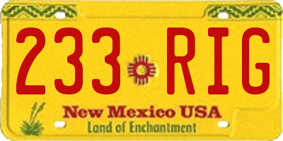 NM license plate 233RIG