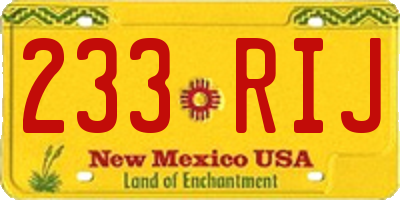 NM license plate 233RIJ