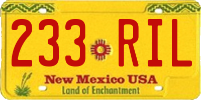 NM license plate 233RIL