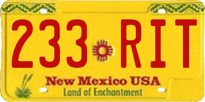 NM license plate 233RIT