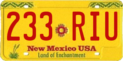 NM license plate 233RIU