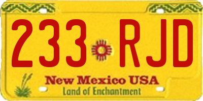 NM license plate 233RJD