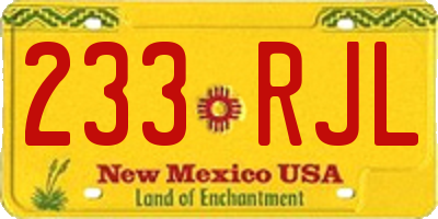 NM license plate 233RJL