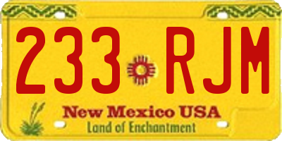 NM license plate 233RJM