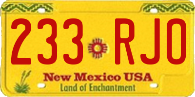 NM license plate 233RJO