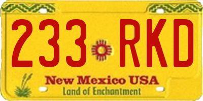 NM license plate 233RKD