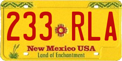 NM license plate 233RLA
