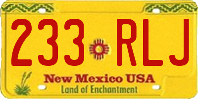 NM license plate 233RLJ