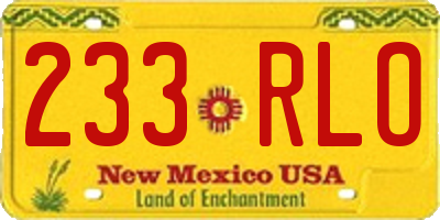 NM license plate 233RLO