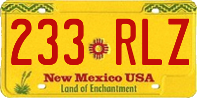 NM license plate 233RLZ
