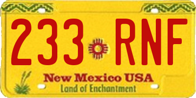 NM license plate 233RNF