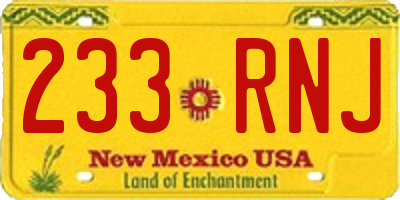 NM license plate 233RNJ