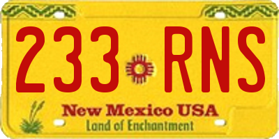 NM license plate 233RNS
