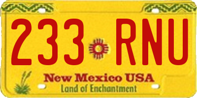 NM license plate 233RNU