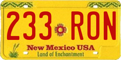 NM license plate 233RON