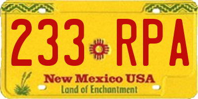 NM license plate 233RPA