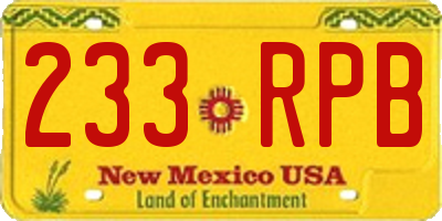 NM license plate 233RPB
