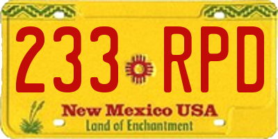 NM license plate 233RPD