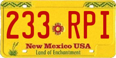 NM license plate 233RPI
