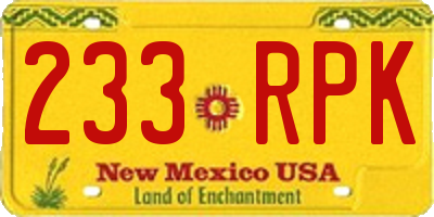 NM license plate 233RPK