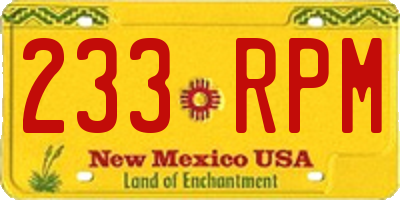 NM license plate 233RPM