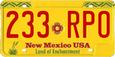 NM license plate 233RPO