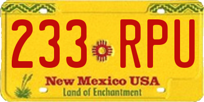 NM license plate 233RPU