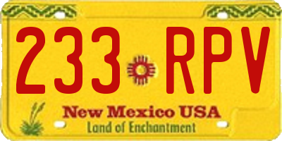 NM license plate 233RPV