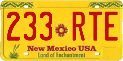 NM license plate 233RTE