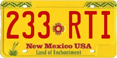 NM license plate 233RTI