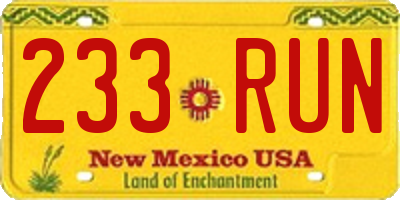 NM license plate 233RUN
