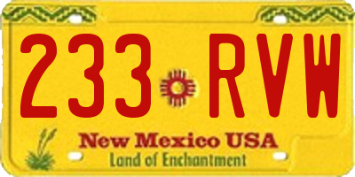 NM license plate 233RVW