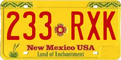 NM license plate 233RXK