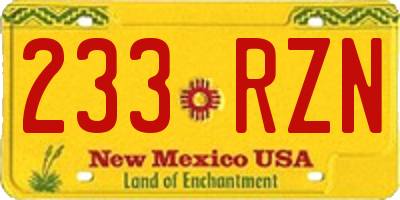 NM license plate 233RZN