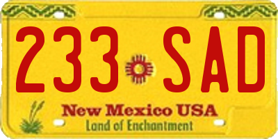 NM license plate 233SAD