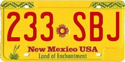 NM license plate 233SBJ