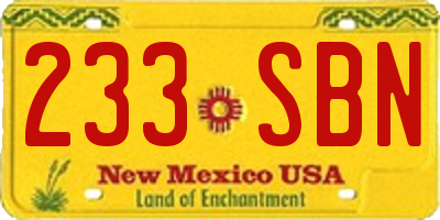 NM license plate 233SBN