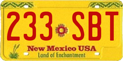 NM license plate 233SBT