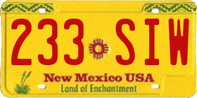 NM license plate 233SIW