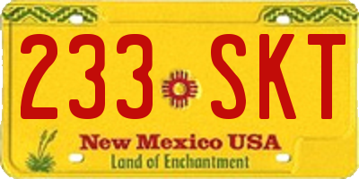 NM license plate 233SKT