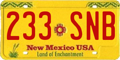NM license plate 233SNB