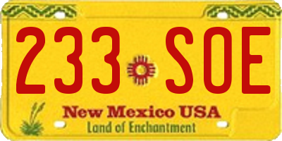 NM license plate 233SOE
