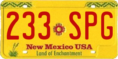 NM license plate 233SPG
