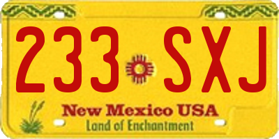 NM license plate 233SXJ