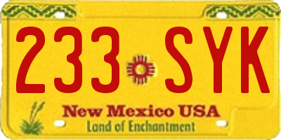 NM license plate 233SYK