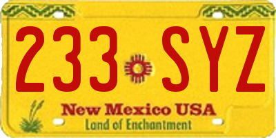 NM license plate 233SYZ